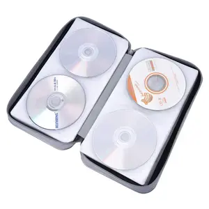 Porta-cd de plástico resistente 96 capacidade, suporte portátil para armazenar disco de dvd, zíper, organizador de cd dvd, carteira de armazenamento