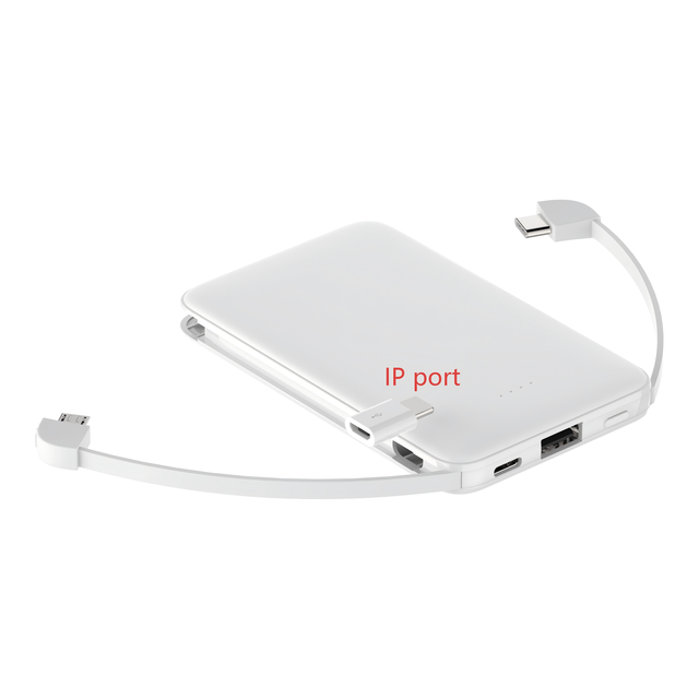 Built in Cable Power Bank 5000mah OEM logo Mini Power Bank 5000mah with Dual Built in Cable