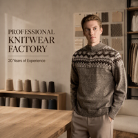 Pull à col montant zippé pour homme, motif Fair Isle jacquard, conception personnalisée, service OEM ODM, hauts tricotés décontractés à manches longues, faible MOQ