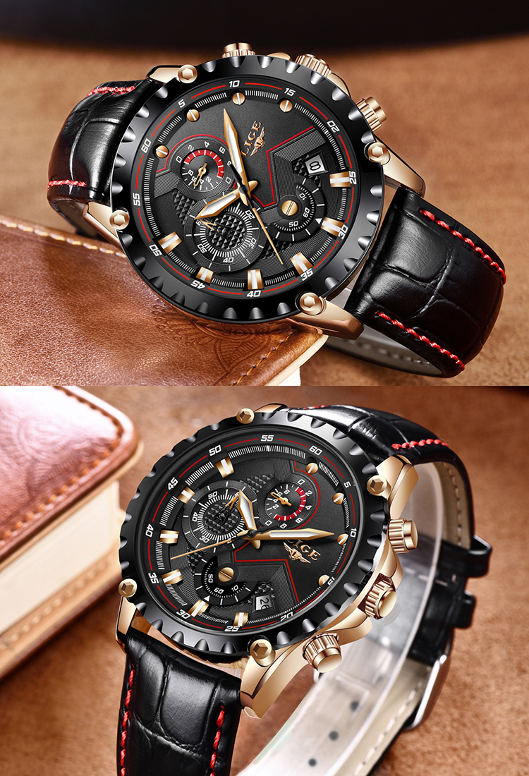 LIGE Fashion Mens Watches Top Brand Luxury Waterproof Military Chronograph Sport Quartz Wrist Watch Men Clock Male Reloj Hombre