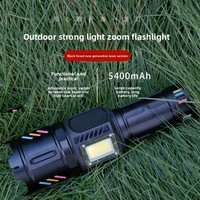 Lampe torche rechargeable haute puissance en alliage d'aluminium avec zoom télescopique de 2000 lumens et haut-parleur intégré, longue durée de vie, indice de protection IP20