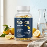 Capsules d'huile de poisson en gélules souples, complément naturel pour adultes, soutien cardiaque et cérébral, EPA DHA Oméga-3, 90 gélules, 90g, OEM ODM Marque Privée