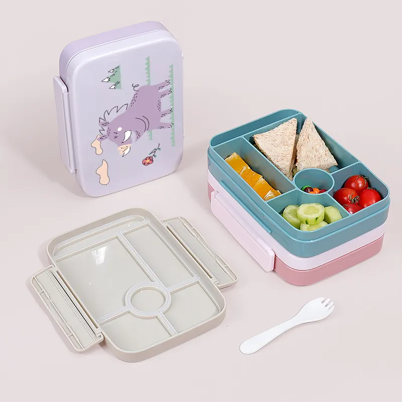 Kinderlunchbox Op Maat Prints Lekvrije 5-Compartimenten Peuter Lunchcontainers Voor Volwassenen Bento Box Magnetron Vaatwasser Kluis