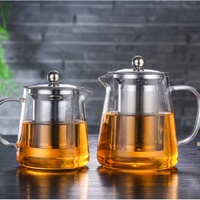Ensemble de théière en verre avec infuseur en acier inoxydable, résistant à la chaleur, théière transparente, 3 tailles, poignée en D, pour la cuisine et la maison