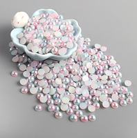En stock, Vente chaude : Applique de strass et perles demi-rondes à dos plat, écologiques, couleurs assorties, thermocollantes pour la décoration DIY