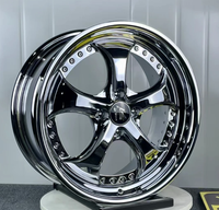 Juego de 2 Llantas de Aleación con Borde Profundo de 17, 18, 19 y 20 Pulgadas, 5x120, 5x114.3, 5x112, en Negro Cromado, con 5 Radios Remachados, para BMW, Benz, Audi
