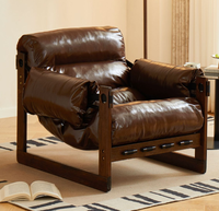 Fauteuil individuel Jersey Island en bois massif, petit fauteuil de loisirs pour salon, appartement locatif, balcon, mobilier de maison
