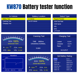 Lecteur de code et testeur de <span class=keywords><strong>batterie</strong></span> 2-en-1 multilingue OEM KONNWEI KW870, scanner de moteur OBD2 pour voitures universelles 12V - Product Image 4