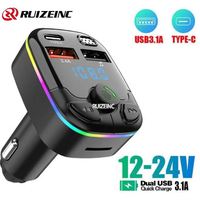 Chargeur de voiture MP3 à dents bleues pour appels mains libres Plug and Play Transmetteur FM 3A