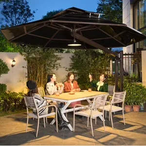 Cheap Patio Umbrella With Solar Power Lights Waterproof Sun Garden Outdoor Big Cantileverumbrella Sun Garden Commercial Parasol