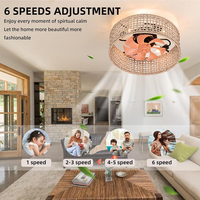 Nouveautés Ventilateur de plafond LED en rotin avec moteur DC, style ferme, pour salon et chambre, avec lumière et télécommande, culot E27