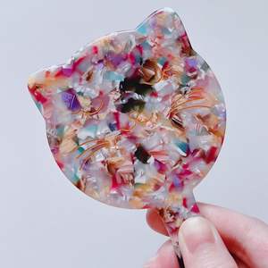 Dowell กระจกแต่งหน้าด้านเดียวแบบย้อนยุคกระจกแต่งหน้าอะซิเตทรูปหัวใจสำหรับการเดินทาง - Product Image 4