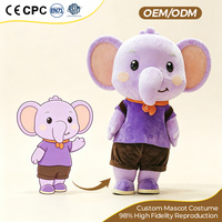 Costume de mascotte d'éléphant violet personnalisé à manches courtes pour adulte, idéal pour les spectacles et événements festifs