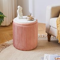 Otomana de Almacenamiento de Terciopelo, Mesa de Centro Contemporánea Acolchada para Maquillaje, Reposapiés Multiusos para Sala de Estar/Dormitorio, Rosa