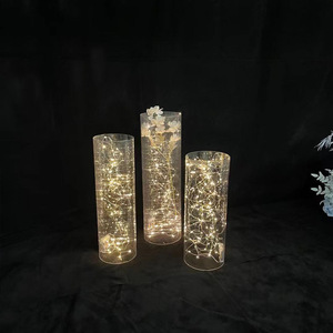 Colonna di visualizzazione della decorazione di nozze del cilindro acrilico della Base rotonda acrilica del piombo della strada per matrimoni e banchetti - Product Image 6