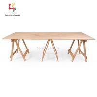 Événement adapté 8 places pliant extérieur pin en bois blanc fête mariage chevalet tables à manger