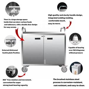 रेस्तरां और होटलों में वाणिज्यिक रसोई के लिए दरवाजे के साथ स्टेनलेस स्टील सेवा कार्ट, बहु-कार्यात्मक ट्रॉली - Product Image 3
