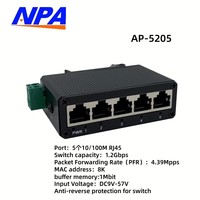 Switch Industrial de 5 Puertos 10/100Mbps para Riel DIN, Switch Ethernet No Administrado con Protección Anti-Reverse y Carcasa Metálica para Control Industrial