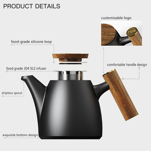 Ensemble théière en céramique de luxe DHPO 1200 ml grande capacité, tasses à café en porcelaine, garde les boissons chaudes/froides, chauffe-théière, coffret cadeau - Product Image 4