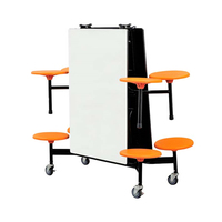 Table de cafétéria rectangulaire pliable mobile pour 8 personnes avec chaises-tabourets - Sièges publics pour salle à manger
