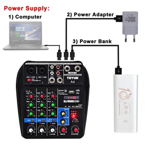 مشغل صوت محمول احترافي أسود من تييون مع خلاط رقمي <span class=keywords><strong>A4</strong></span> وواجهة صوت USB لملحقات مكبرات الصوت للكمبيوتر - Product Image 5