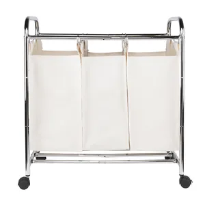 Wholesale Cloth Storage Cart Rolling Laundry Sorter Cart With 3 Removable Heavy Duty Bags