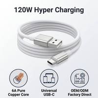 Cable de Carga Súper Rápida USB C de 1M, 120W, Cable de Datos de Carga Rápida Inteligente 6A Tipo-C 3.0 3.1 para iPhone y Android, al Precio Más Bajo