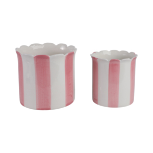 Vasi in Ceramica con Bordo Smerlato a Righe, Decorativi per Interni ed Esterni, per Giardino e Casa - Product Image 4
