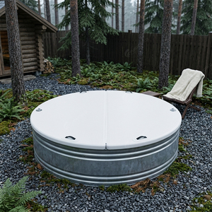 Drop Stitch Round Stock Tank Pool Couverture gonflable 6ft 8ft 10ft pour Backyard Couverture gonflable pliable avec poignées - Product Image 2