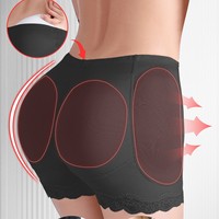 여성용 패드 내장 힙업 보정 팬티, 엉덩이 보정 및 복부 보정 효과, 힙 강화 숏팬츠, 플러스 사이즈 레이스 장식 보정 속옷