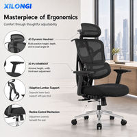 Chaise de bureau ergonomique à dossier haut en maille réglable avec repose-pieds, appui-tête 4D, accoudoirs 3D et soutien lombaire pour atelier de luxe