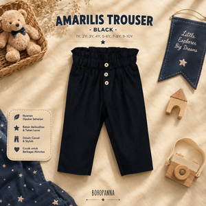 BOHOPANNA กางเกงขากว้างถักสีดำแบรนด์ Amarilis เอวสูงยางยืดใส่สบายกางเกงลำลองสำหรับเด็ก1-10ขวบ - Product Image 3