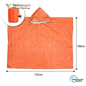 เสื้อกันฝนสีส้ม 125x100 ซม. พับได้พร้อมฮู้ดสำหรับเดินป่าตั้งแคมป์ใช้กลางแจ้ง - Product Image 6