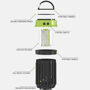Lampe de camping rechargeable à énergie solaire, tue-moustiques LED, portable, pour usage extérieur et domestique - Product Image 2