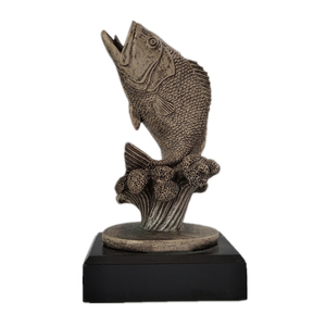 Placa con nombre personalizada, resina, estatua de lubina de pie, trofeo de premios de Pesca - Product Image 1