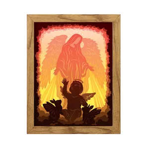 Wall Decor Baby Virgin Mary Paper Cut Light Box PS Frame Moulding Wall Picture Lamps Home Decor Luxury