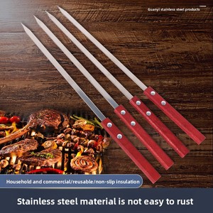 เหล็กเสียบ<span class=keywords><strong>ย่าง</strong></span>บาร์บีคิวแบบแบน ทำจากสแตนเลสเกรดอาหาร ด้ามไม้สีแดง ใช้ซ้ำได้ สำหรับ<span class=keywords><strong>ย่าง</strong></span>เนื้อ ปิ้ง<span class=keywords><strong>ย่าง</strong></span> แคมป์ปิ้ง - Product Image 3