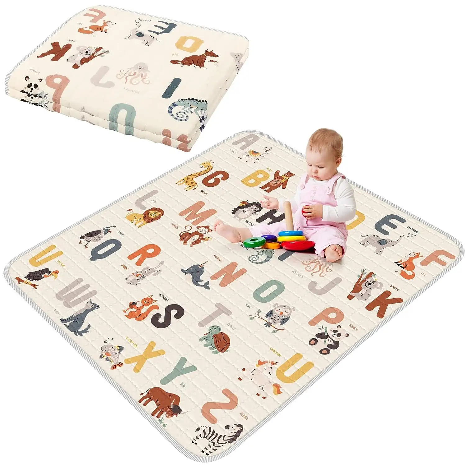 Playpen Mat 50" X 50" Baby Play Mat Thicken One-Piece Baby Crawling Mat Non Slip Washable for Floor