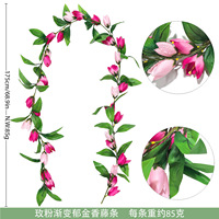 Guirlande de tulipes roses artificielles en vrac, fleurs artificielles pour salon, décoration de centres commerciaux et de scènes de mariage, vente en gros