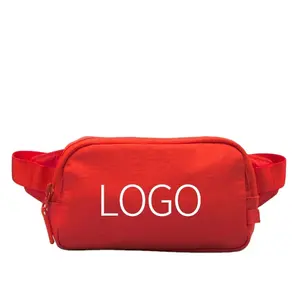 Ucuz özel kırmızı Oem su geçirmez baskı markalı iş su geçirmez tuval Crossbody Fanny paketi kemer bel çantaları