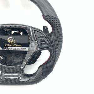 Volant en fibre de carbone CCExcellent à <span class=keywords><strong>prix</strong></span> avantageux pour <span class=keywords><strong>Camaro</strong></span> 2016-2020 avec cuir lisse <span class=keywords><strong>rouge</strong></span> - Product Image 3