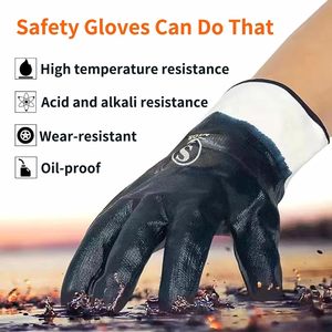 Gants de protection professionnels robustes en nitrile bleu/NBR, imperméables, pour le transport pétrochimique, les plateformes pétrolières, le forage, la sécurité au travail et la protection des travailleurs - Product Image 2