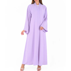 Vestido Largo Informal de Primavera con Diseño Minimalista LEDUO, Tela de Satén de Alta Calidad, Color Lila Claro Sólido y Elegante - Product Image 1