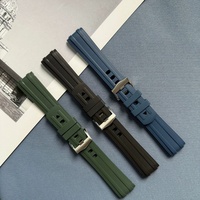Preumium extrémité incurvée FKM bracelet de montre en caoutchouc 20mm bracelet de montre pour Omeg Sea-master 300 plongée bracelet de montre étanche