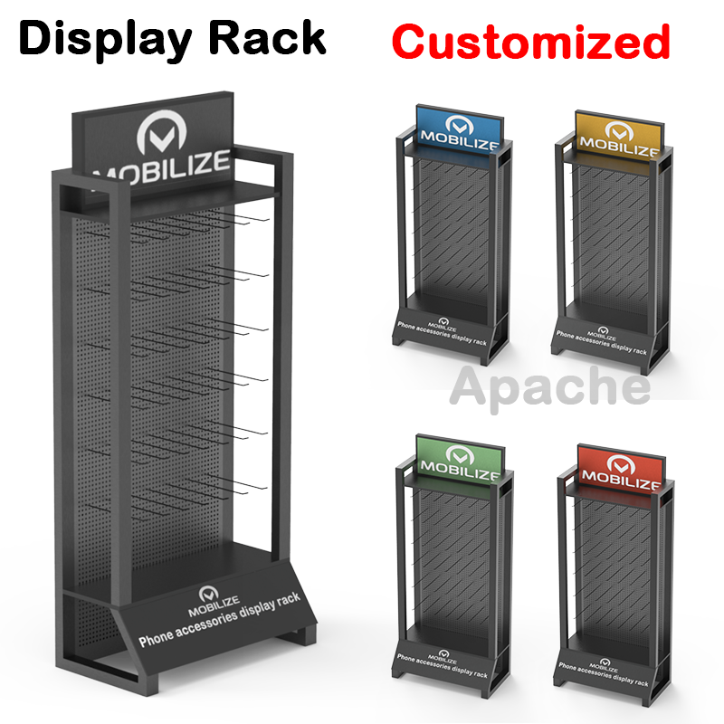 Apache Modern Customizable Display Unit Powder Coated Metal Earphone Stand with Floor to Floor Design for Supermarket — view 4