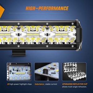 <span class=keywords><strong>420W</strong></span> Triple rangée 20 pouces barre lumineuse <span class=keywords><strong>LED</strong></span> étanche IP68 lumière de travail pour 4x4 accessoires automobiles conduite tout-terrain sur camions véhicules - Product Image 2