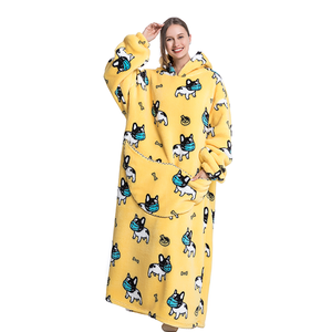Custom Printing Factory Oversize <strong>Long</strong> Wearable Sherpa Flannel Fleece TV Cuddle <strong>Snuggle</strong> Blanket with Sleeves <strong>Hoodie</strong> Custom Pocket - Product Image 3