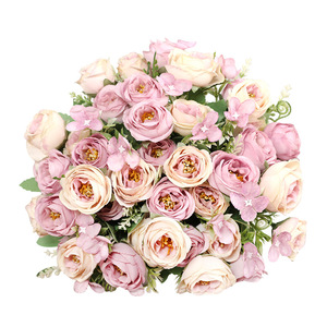 2023 vendita calda fiore artificiale rosa vero tocco artificiale 5 forchetta 10 testa <span class=keywords><strong>primavera</strong></span> rosa fiori personalizzati decorazione di nozze - Product Image 5