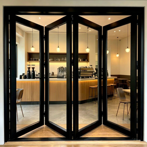 Puerta Plegable Personalizada para Tienda, Puerta de Seguridad de Vidrio y Aleación de Aluminio, Plegable en Dos, para Uso en Tiendas - Product Image 1