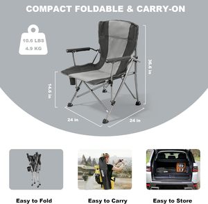 Easy Folding High-Back Portable Camping <b>Chair</b> Sturdy Steel Frame with Cup Holder Metal <b>Garden</b> <b>Chair</b> - Product Image 4